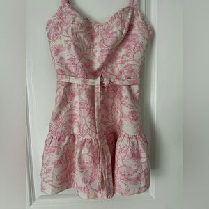 Amanda Uprichard Pink Floral Mini Dress with skort.